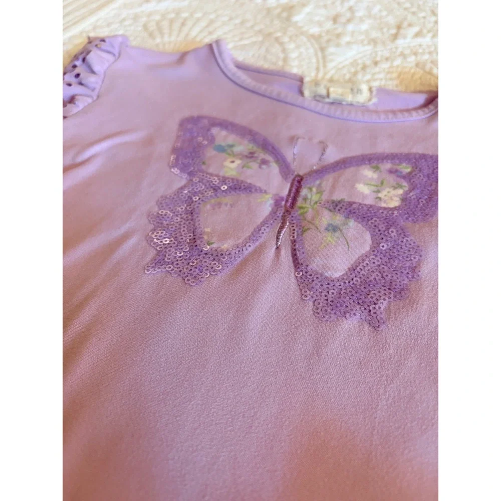 btween Toddler Girls Matching Short Set Lilac Purple Butterfly Floral Size 4T